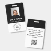 Aangepaste zwarte werknemer badge met foto, Logo,  (Voor- en achterkant)