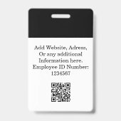 Aangepaste zwarte werknemer badge met foto, Logo,  (Achterkant)