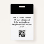 Aangepaste zwarte werknemer badge met foto, Logo,  (Achterkant)