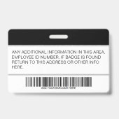 Aangepaste zwarte werknemer: foto, streepjescode,  badge (Achterkant)