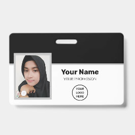 Aangepaste Zwarte Werknemer: Foto, Streepjescode,  Badge
