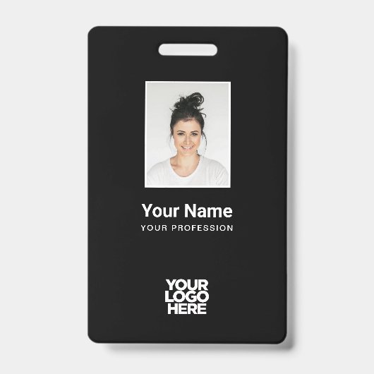 Aangepaste zwarte werknemersfoto, streepjescode, L Badge (Voorzijde)