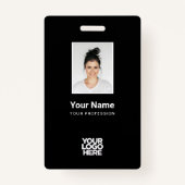 Aangepaste zwarte werknemersfoto, streepjescode, L Badge (Voorkant)