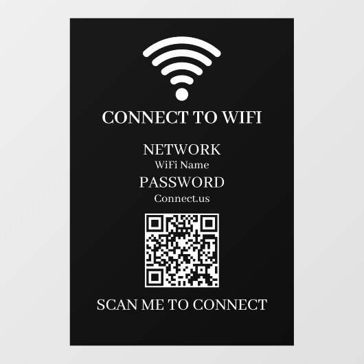 Aangepaste Zwarte WiFi QR-code | Internettoegang  Raamsticker (Vel)