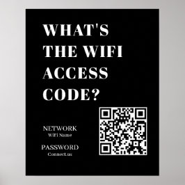 Aangepaste Zwarte WiFi QR | Netwerk Wachtwoord Wee Poster