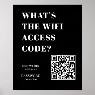 Aangepaste Zwarte WiFi QR Netwerk Wachtwoord Wee Poster