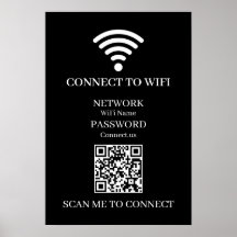Aangepaste Zwarte WiFi QR | Netwerk Wachtwoord Wee