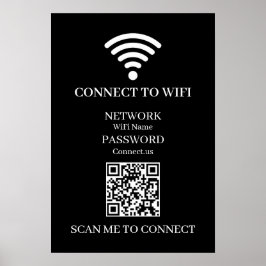 Aangepaste Zwarte WiFi QR | Netwerk Wachtwoord Wee Poster