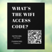 Aangepaste Zwarte WiFi QR | Netwerk Wachtwoord Wee Raamsticker (Vel 3)