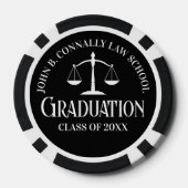 Aangepaste zwarte witte afstudeerfeest voor rechte poker chips (Achterkant)