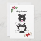 Aangepaste Zwarte Witte Border Collie Hond Cute Feestdagenkaart (Voorkant)
