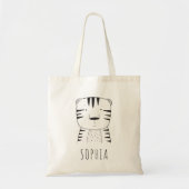 Aangepaste Zwarte Witte Cute Tijger  Tote Bag (Voorkant)