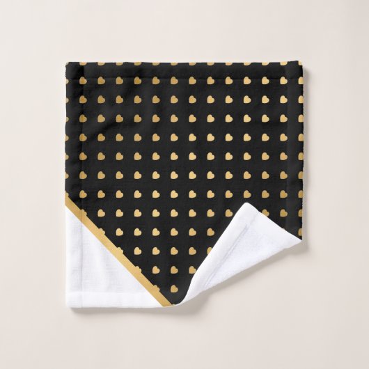 AANGEPASTE ZWARTE WITTE GOUDEN HARTEN BATHROOM TOW BAD HANDDOEK (Wasdoekje)