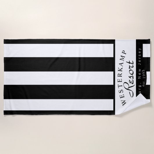 Aangepaste zwarte & witte handdoek (Voorkant)