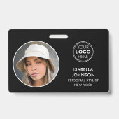 Aangepaste Zwarte Witte ID-badge Moderne Ronde Fot Badge (Voorzijde)