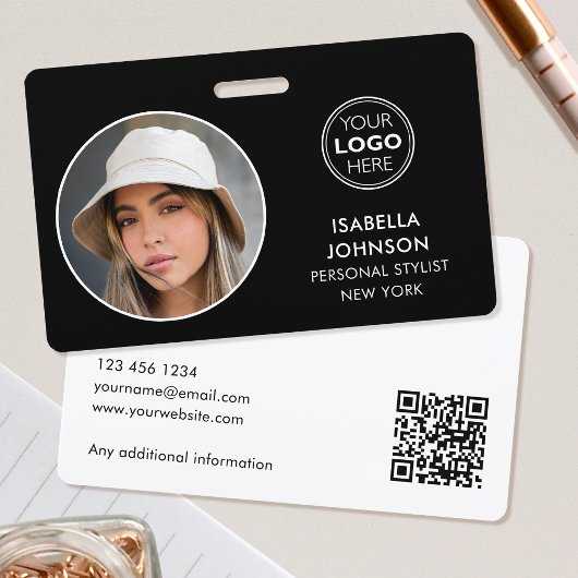 Aangepaste Zwarte Witte ID-badge Moderne Ronde Fot Badge