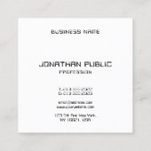 Aangepaste zwarte & witte moderne, eenvoudige Sjab Vierkante Visitekaartje (Achterkant)