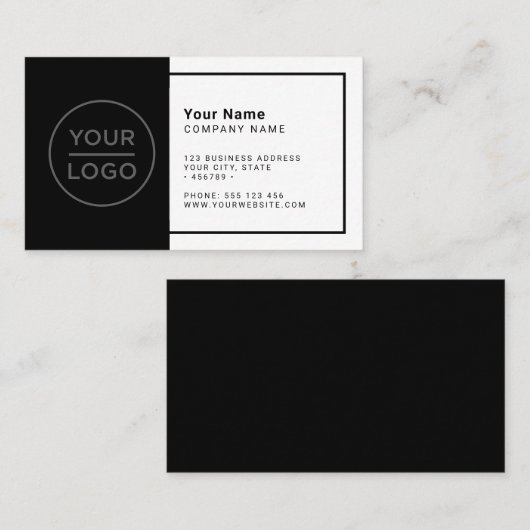 Aangepaste zwarte witte moderne minimalistische kl visitekaartje (Voorkant / Achterkant)