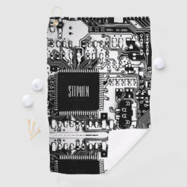 Aangepaste zwarte witte PCB printplaat Geek Golfhanddoek