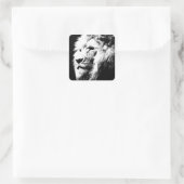 Aangepaste zwarte witte Pop Art Lion Head Trendy Vierkante Sticker (Tas)