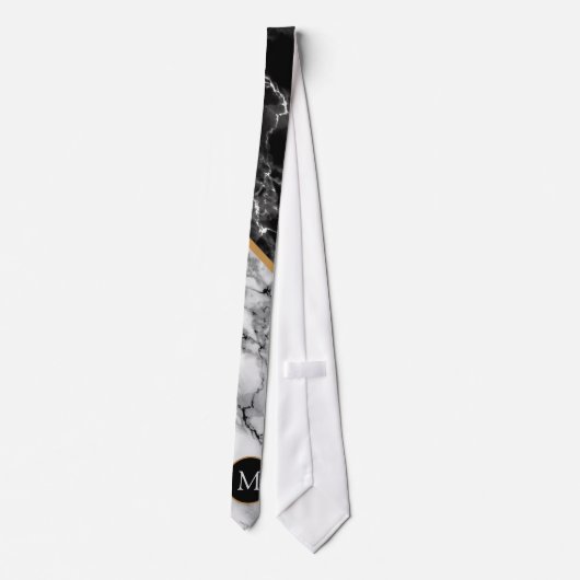 Aangepaste zwarte witte Stropdas voor Letter (Achterkant)