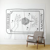 Aangepaste zwarte witte tarot Kaart Birthday Banne Wandkleed (In Situ (horizontaal))