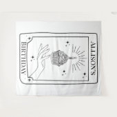 Aangepaste zwarte witte tarot Kaart Birthday Banne Wandkleed (Voorkant (horizontaal))