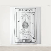 Aangepaste zwarte witte tarot Kaart Birthday Banne Wandkleed (Voorkant)