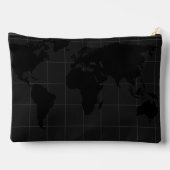 Aangepaste Zwarte Witte Wereldkaart Monogram Naam Etui (Achterkant)