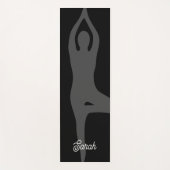 Aangepaste zwarte yogamat met boompose silhouet (Voorkant)