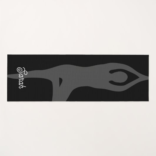 Aangepaste zwarte yogamat met boompose silhouet (Voorkant (horizontaal))