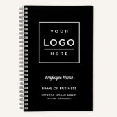 Aangepaste zwarte zakelijke Logo en naam werknemer Notitieboek (Voorkant)