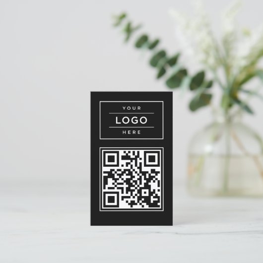 Aangepaste zwarte zakelijke Logo en QR-code websit Visitekaartje (Staand voorkant)