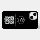 Aangepaste zwarte zakelijke QR-code Case-Mate iPhone Case (Achterkant (horizontaal))
