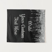 Aangepaste zwarte zilveren bruiloft achtergrond Bi Wandkleed (Voorkant (horizontaal))