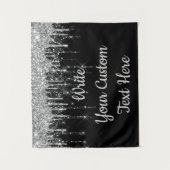 Aangepaste zwarte zilveren bruiloft achtergrond Bi Wandkleed (Voorkant)