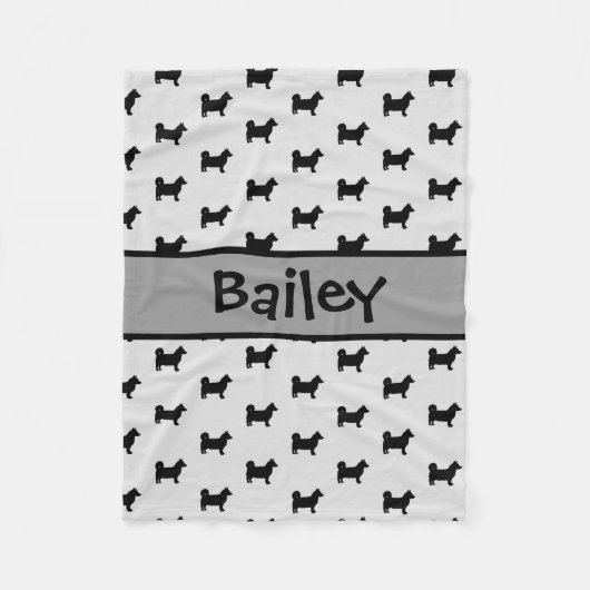 Aangepaste Zweedse Vallhund hond silhouet Fleece Deken (Voorkant)