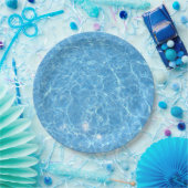 Aangepaste zwembad Blauwe waterblanco Sjabloon Papieren Bordje (Feest)
