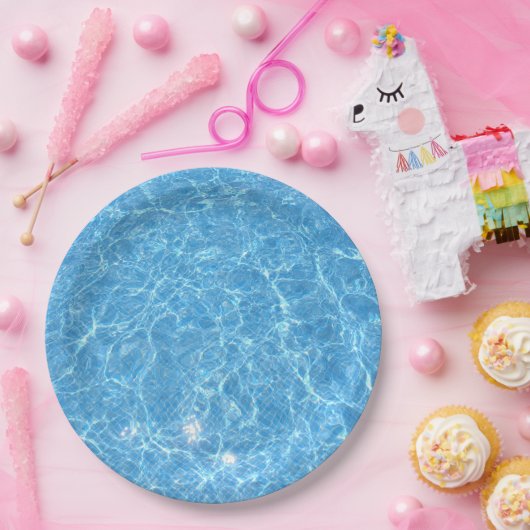 Aangepaste zwembad Blauwe waterblanco Sjabloon Papieren Bordje (Feest)