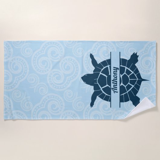 Aangepaste zwemblauwe Zee  Strandlaken (Voorkant)