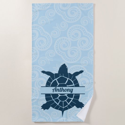 Aangepaste zwemblauwe Zee  Strandlaken (Voorkant)