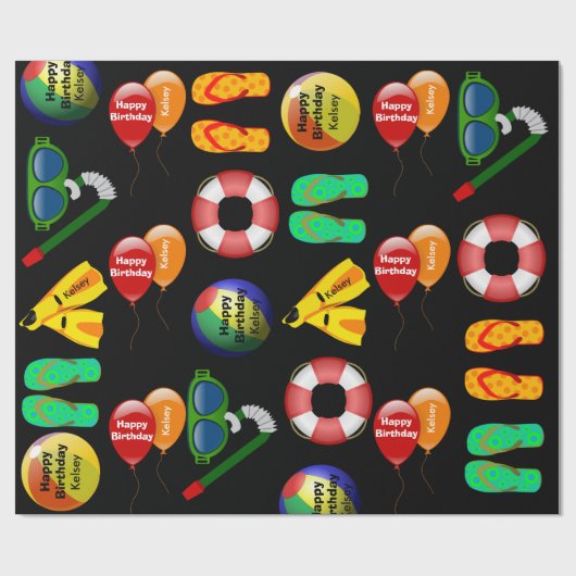 Aangepaste zwemdag cadeaupapier (Vlak)