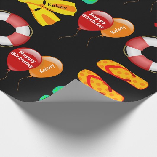 Aangepaste zwemdag cadeaupapier (Hoek)