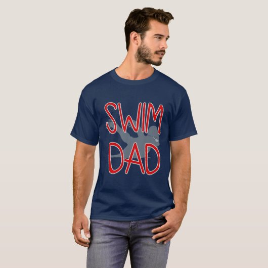 Aangepaste zwemmen papa ontwerp t-shirt (Voorkant volledig)