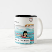 Aangepaste zwemmer - Vrouw Cartoon Tweekleurige Koffiemok (Voorkant rechts)