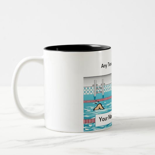 Aangepaste zwemmer - Vrouw Cartoon Tweekleurige Koffiemok (Links)