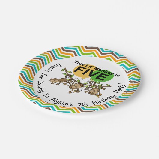 AangepasteKleine apen op vijf dagen papier Borden Papieren Bordje (Gekanteld)