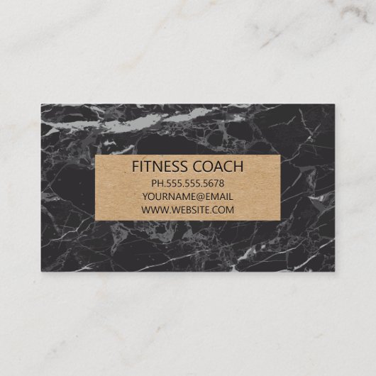 aangepastheid | Zwart marmer | bruin papier Visitekaartje (Achterkant)