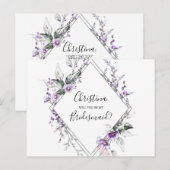 Aangepersonaliseerd Bridesmaid-voorstel Floral Paa Uitnodiging Briefkaart (Voorkant / Achterkant)