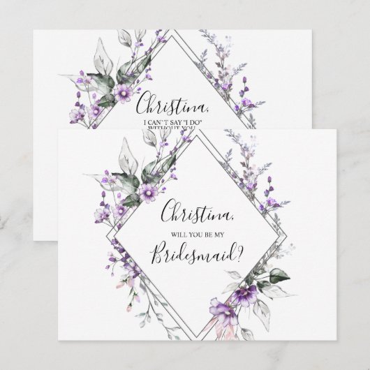Aangepersonaliseerd Bridesmaid-voorstel Floral Paa Uitnodiging Briefkaart (Voorkant / Achterkant)